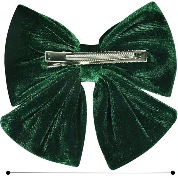 Velvet Hair Bows Girls 6" 2 Big Green Bow Alligator Clips for Kids Hair Clips s4 - Picture 2 of 6